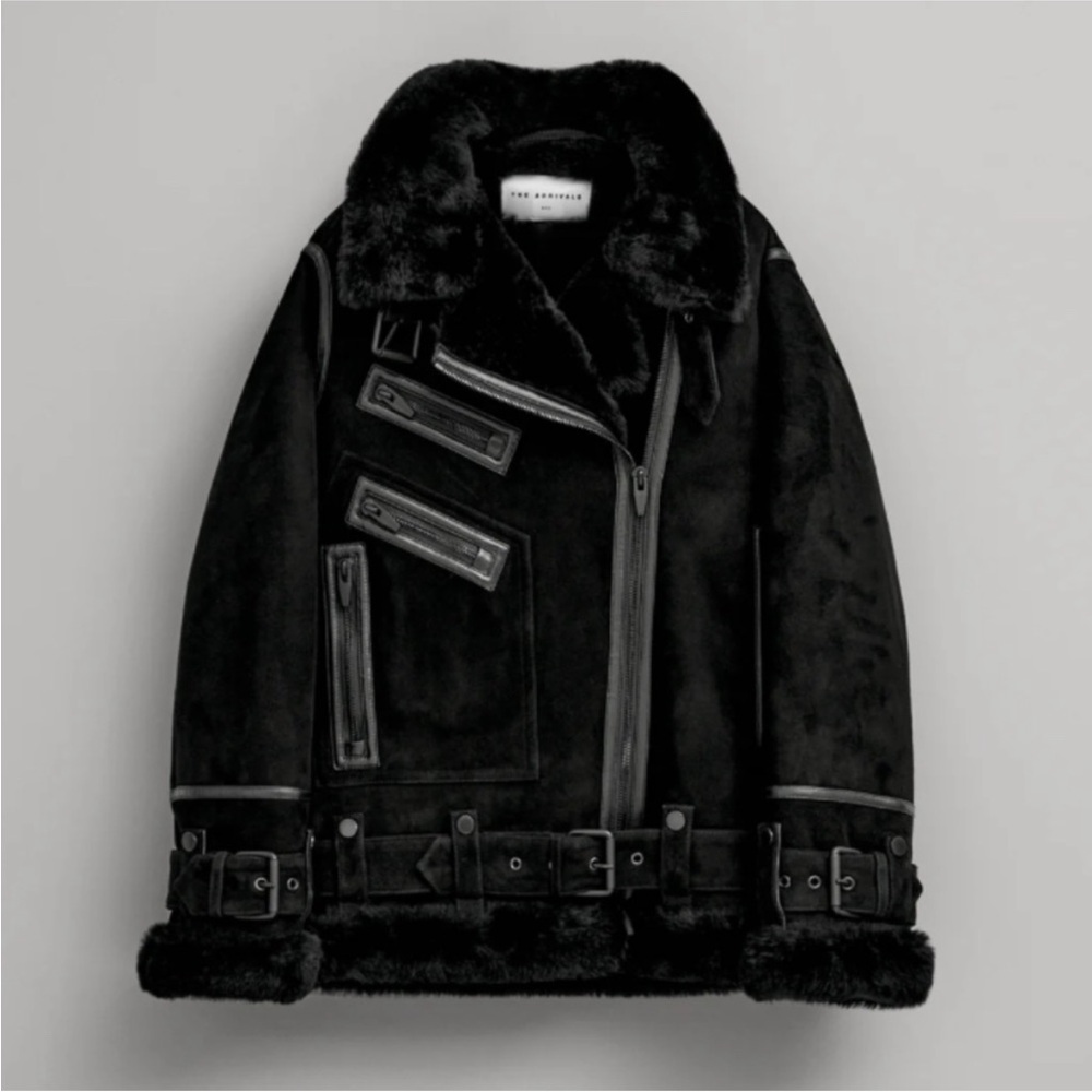 The Arrivals Moya Suede Black Shearling Jacket
